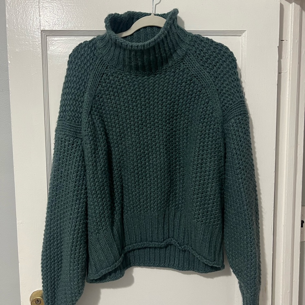 Womens H&M Chunky Knit Teal Sweater - Batwing Sleeve - Size XL